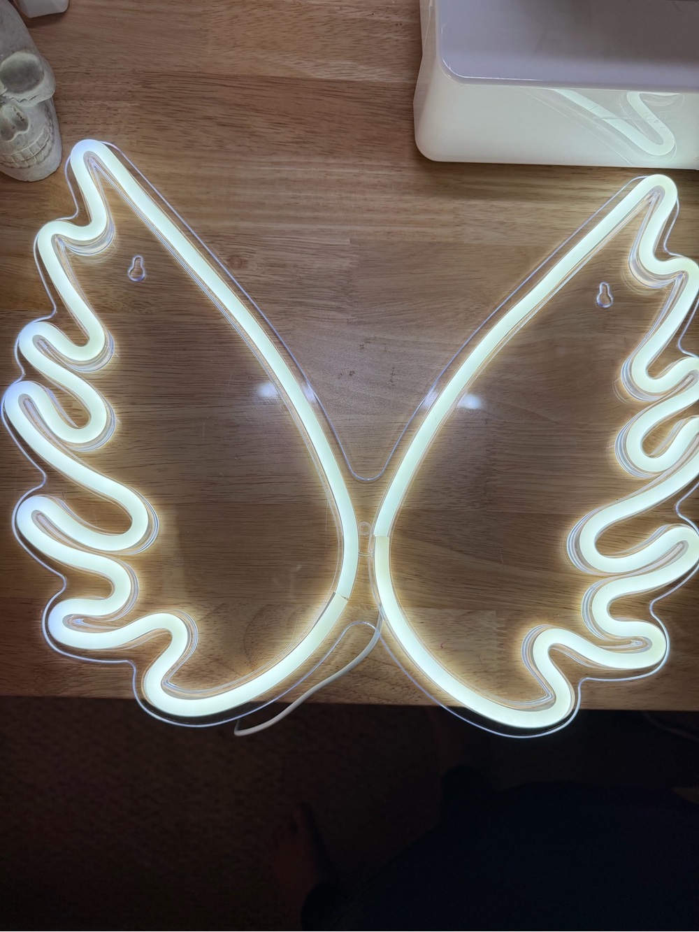 LED Angel Wings Wall Light - White Neon Accent